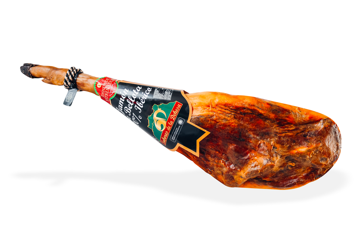 Jamón de bellota 100% raza ibérica, jamonero, cuchillo y chaira - Viejo  Jamón